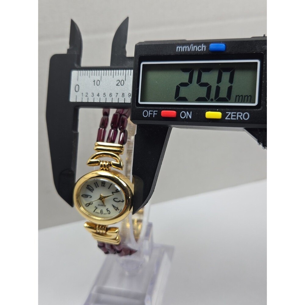 Womens Vintage Avon Purple Beaded Gold Tone Watch Quartz Y2K Dainty New Battery - Picture 5 of 11